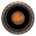 Red Planet In The Spacecraft Porthole Royalty Free Stock Photo