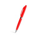 Red plastic ballpoint pen on a white background. Royalty Free Stock Photo