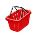 Red plastic basket for shopping