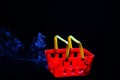 Red plastic basket studio Royalty Free Stock Photo