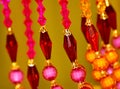 Red plastic beads of ladies ornaments unique photo