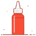 Red plastic bottle with a fine tip nozzle applicator for glue or paint flat design vector illustration Royalty Free Stock Photo