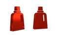 Red Plastic bottle for laundry detergent, bleach, dishwashing liquid or another cleaning agent icon isolated on