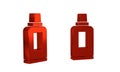 Red Plastic bottle for laundry detergent, bleach, dishwashing liquid or another cleaning agent icon isolated on