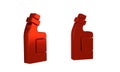 Red Plastic bottle for laundry detergent, bleach, dishwashing liquid or another cleaning agent icon isolated on