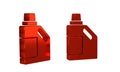 Red Plastic bottle for laundry detergent, bleach, dishwashing liquid or another cleaning agent icon isolated on