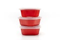 Red plastic box for food storage on a white background Royalty Free Stock Photo