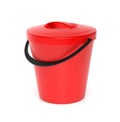 Red plastic bucket with closed lid. 3d rendering illustration isolated Royalty Free Stock Photo