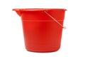 Red Plastic Bucket Used for Cleaning on a White Background Royalty Free Stock Photo