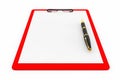 Red Plastic clipboard with Fountain Pen
