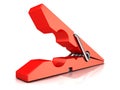 Red plastic clothes pin. Opened