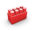 Red plastic construction element of the children designer