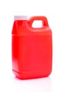 Red plastic container jerrycan isolated on white background closeup Royalty Free Stock Photo