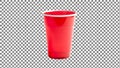 Red Plastic Cup on Checkered Background Royalty Free Stock Photo