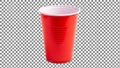 Red Plastic Cup on Checkered Background Royalty Free Stock Photo