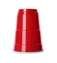 Red plastic cup isolated. Beer pong game Royalty Free Stock Photo