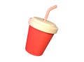 red plastic cup on a white background 3d rendering Royalty Free Stock Photo