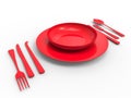 Red plastic dinner ware Royalty Free Stock Photo