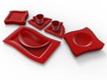 Red plastic dinner ware Royalty Free Stock Photo