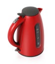 Red plastic electric kettle isolated on white background. 3D illustration Royalty Free Stock Photo