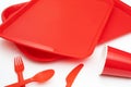 Red plastic food tray. Royalty Free Stock Photo