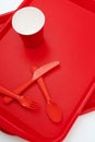 Red plastic food tray. Royalty Free Stock Photo