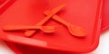 Red plastic food tray. Royalty Free Stock Photo