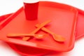 Red plastic food tray. Royalty Free Stock Photo