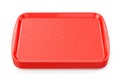 Red plastic food trays stack