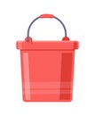 Red plastic garden bucket with handle isometric icon vector illustration cylinder bucketful Royalty Free Stock Photo