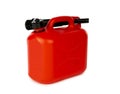 Red plastic jerrycan for gas isolated on white background Royalty Free Stock Photo