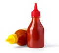 Red plastic ketchup and yellow mustard plastic bottle Royalty Free Stock Photo