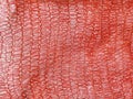 a red plastic mesh bag with a wrinkled texture, creating a pattern of light and shadow Royalty Free Stock Photo