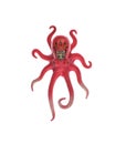 red plastic octopus toy isolated on white
