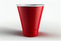 Red plastic party cup isolated on white