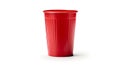 Red plastic Party Cup isolated on white background. Generative AI. Royalty Free Stock Photo