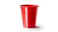 Red plastic Party Cup isolated on white background. Generative AI. Royalty Free Stock Photo