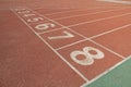 Red plastic runway in a sports ground