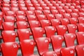 Red plastic seats in stadium Royalty Free Stock Photo