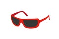 Red plastic sunglasses, summer and travel accessories