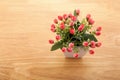 Red plastic timber placed in a vase. Beautiful colorful Perfect for the season of love