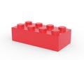 Red plastic toy building block isolated on white background Royalty Free Stock Photo