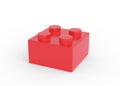 Red plastic toy building block isolated on white background Royalty Free Stock Photo