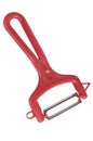 Red plastic vegetable peeler