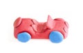 Red plasticine car isolated Royalty Free Stock Photo