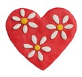 Red plasticine heart with plasticine daisies