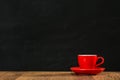 Red plate coffee cup show blank design area