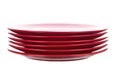 Red plates isolated on white