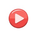Red Play Button Icon Simple Style for Web Media Application Interface Start Symbol Royalty Free Stock Photo