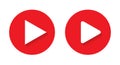 Red play button icon vector in flat style. Video player sign symbol Royalty Free Stock Photo